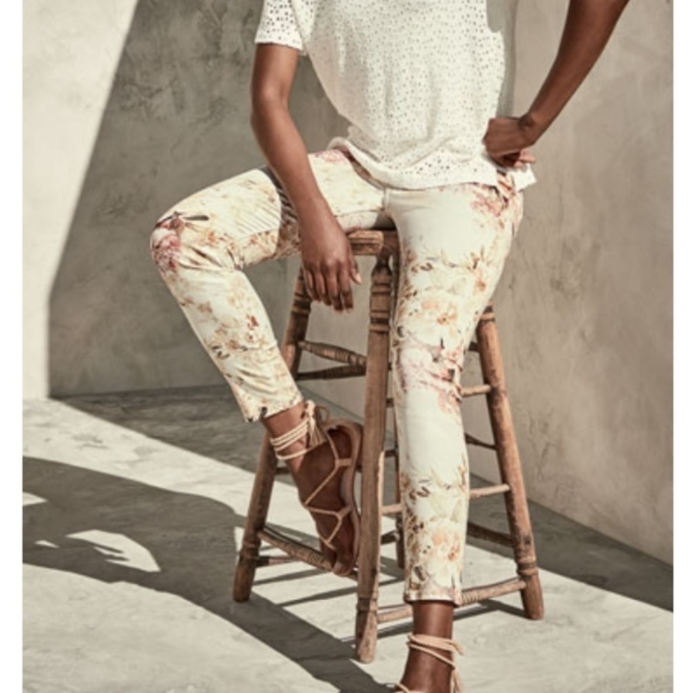 Jen7 Women's Floral Ankle Skinny Pants 8